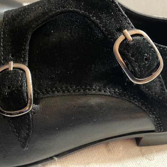 ASOS DESIGN monk shoes in black with suede leather emboss panel - Picture 4 of 15